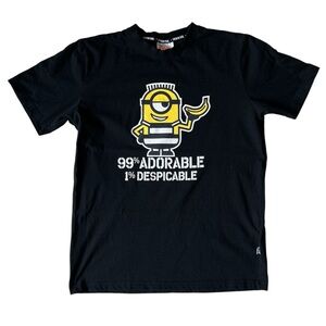 Black Graphic Tee with Yellow Print